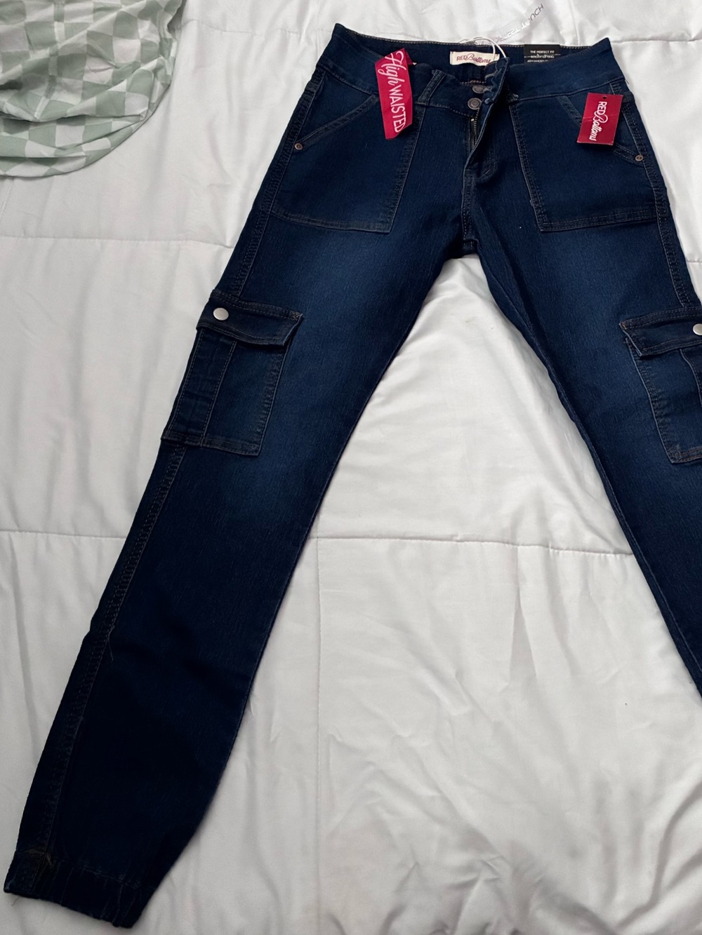 Women’s Dark Blue Cargo Jogger Jeans